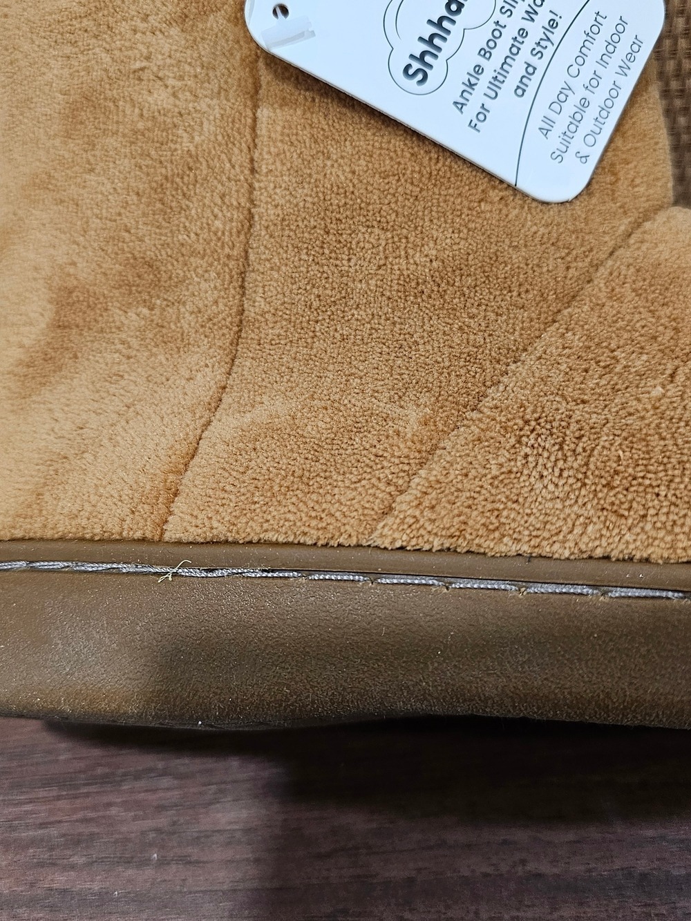 Sherpa Lined Ankle Boot Slippers Womens 7 Camel Brown Cozy Indoor Outdoor - Picture 10 of 13